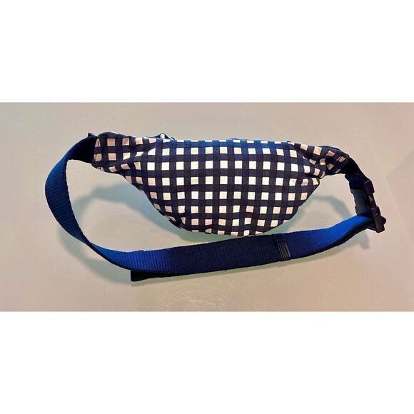 J Crew Fanny Pack Crossbody Sac Blue White Gingham Plaid Cotton Ruffle Edge - Picture 4 of 9